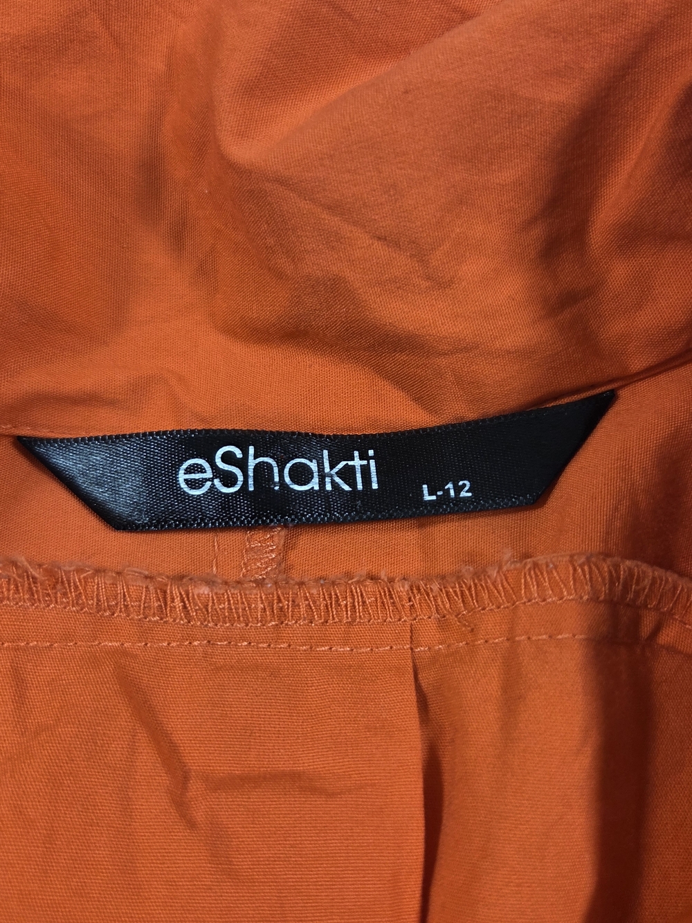 eShakti Vibrant Orange A Line Feminine Short-Sleeve Utility Midi Dress Belted - Picture 14 of 16